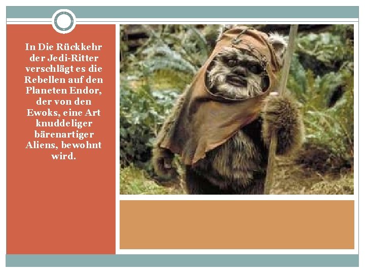 In Die Rückkehr der Jedi-Ritter verschlägt es die Rebellen auf den Planeten Endor, der