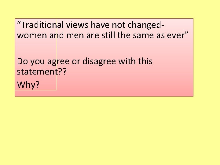 “Traditional views have not changedwomen and men are still the same as ever” Do