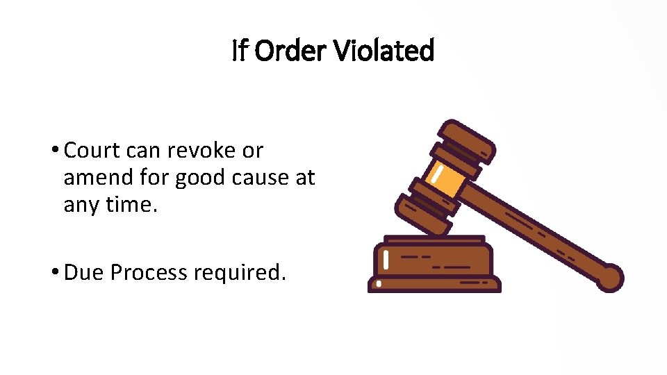 If Order Violated • Court can revoke or amend for good cause at any