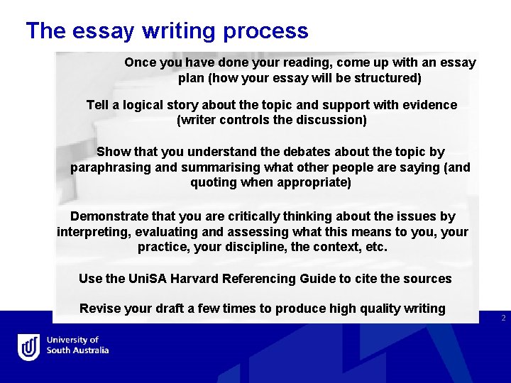 The essay writing process Once you have done your reading, come up with an