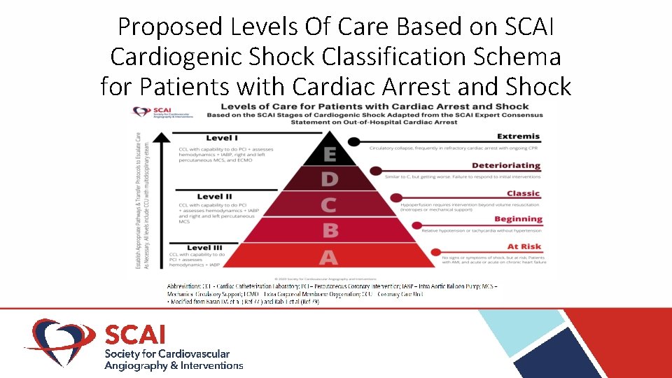 Proposed Levels Of Care Based on SCAI Cardiogenic Shock Classification Schema for Patients with