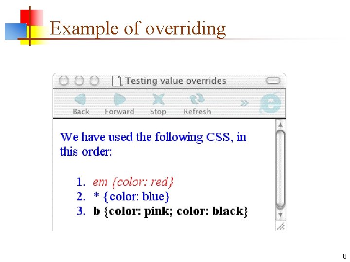 Example of overriding 8 