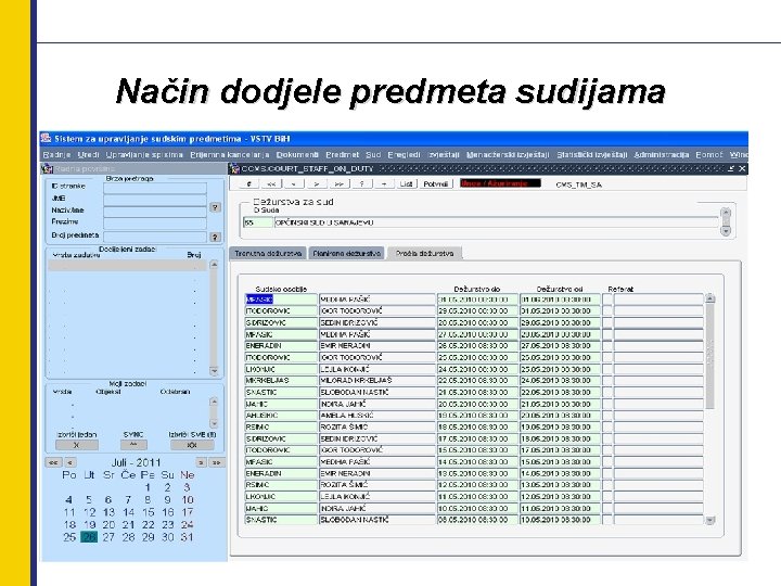 Način dodjele predmeta sudijama 