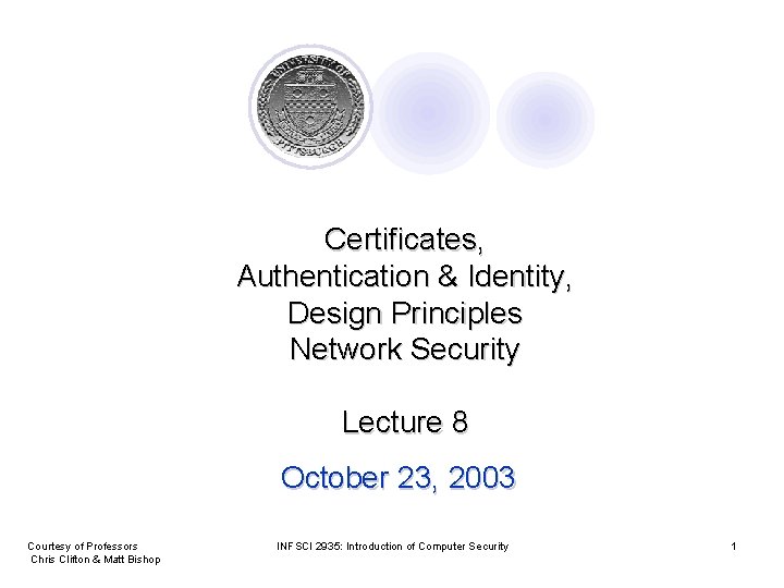 Certificates Authentication Identity Design Principles Network Security ...
