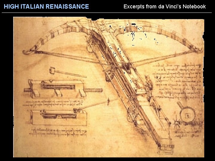 HIGH ITALIAN RENAISSANCE Excerpts from da Vinci’s Notebook 