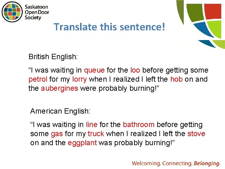 Translate this sentence! British English: “I was waiting in queue for the loo before