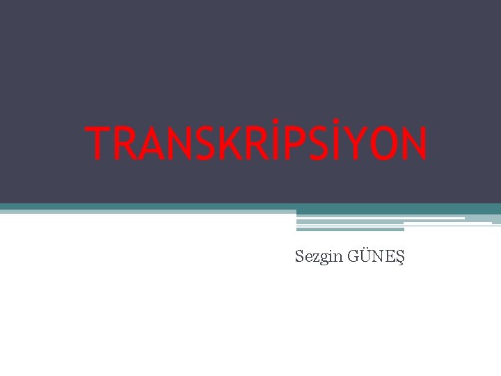 TRANSKRİPSİYON Sezgin GÜNEŞ 