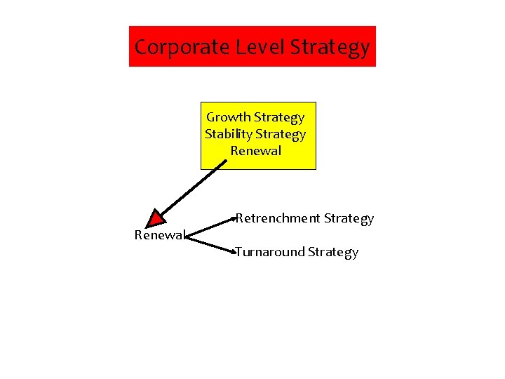 Corporate Level Strategy Growth Strategy Stability Strategy Renewal Retrenchment Strategy Turnaround Strategy 