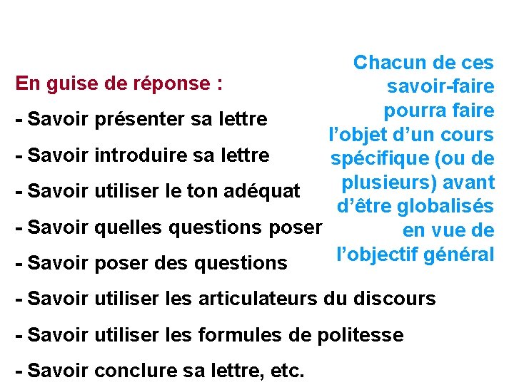 Chacun de ces En guise de réponse : savoir-faire pourra faire - Savoir présenter