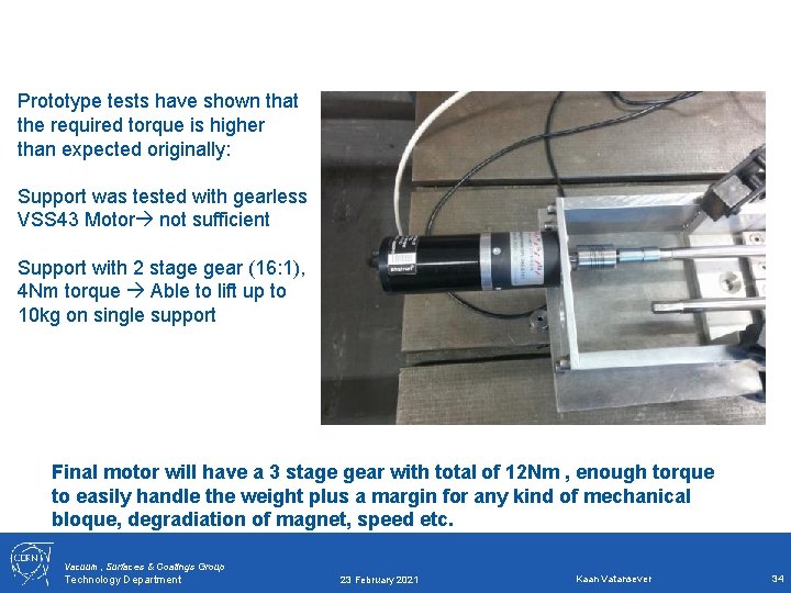 Prototype tests have shown that the required torque is higher than expected originally: Support Prototype tests have shown that the required torque is higher than expected originally: Support