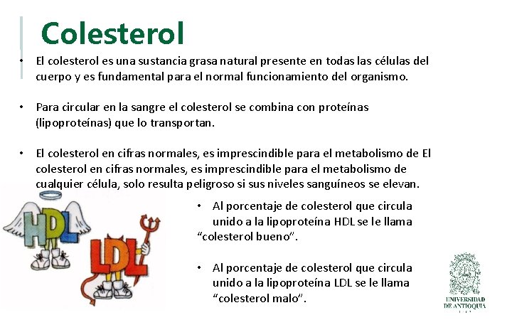 Colesterol • El colesterol es una sustancia grasa natural presente en todas las células