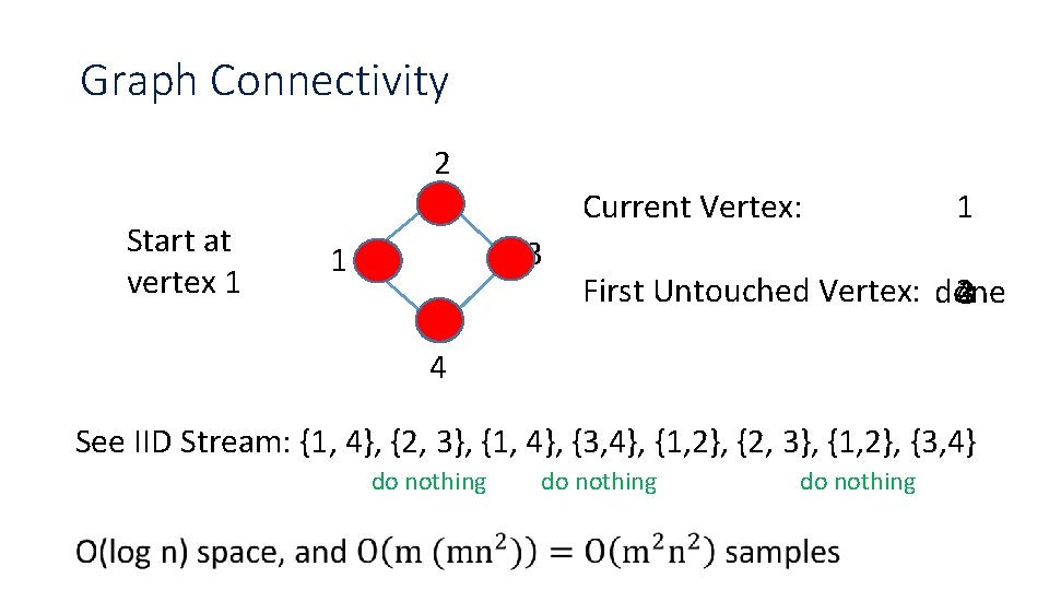 Graph Connectivity 2 Start at vertex 1 Current Vertex: 3 1 1 First Untouched