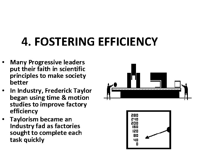 4. FOSTERING EFFICIENCY • Many Progressive leaders put their faith in scientific principles to