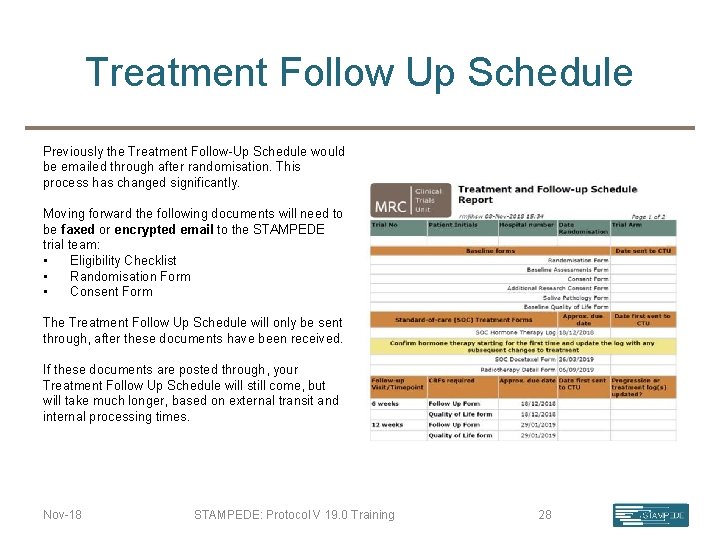Treatment Follow Up Schedule Previously the Treatment Follow-Up Schedule would be emailed through after