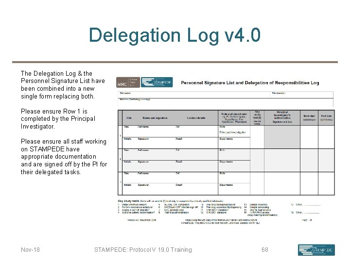 Delegation Log v 4. 0 The Delegation Log & the Personnel Signature List have