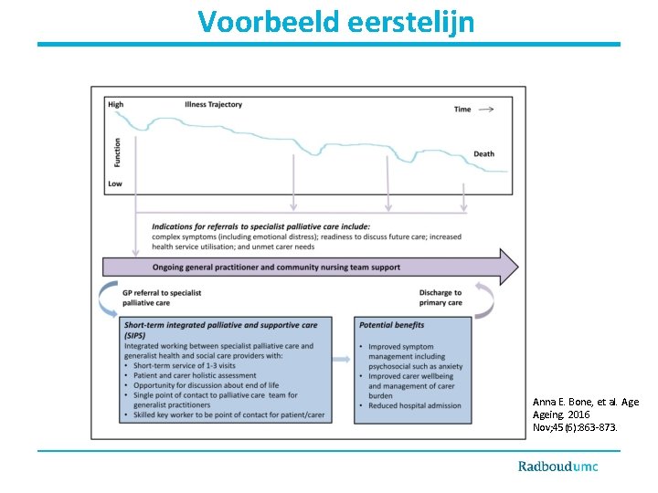 Voorbeeld eerstelijn Anna E. Bone, et al. Ageing. 2016 Nov; 45(6): 863 -873. 