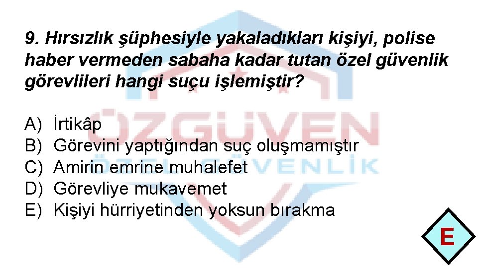 9. Hırsızlık şüphesiyle yakaladıkları kişiyi, polise haber vermeden sabaha kadar tutan özel güvenlik görevlileri