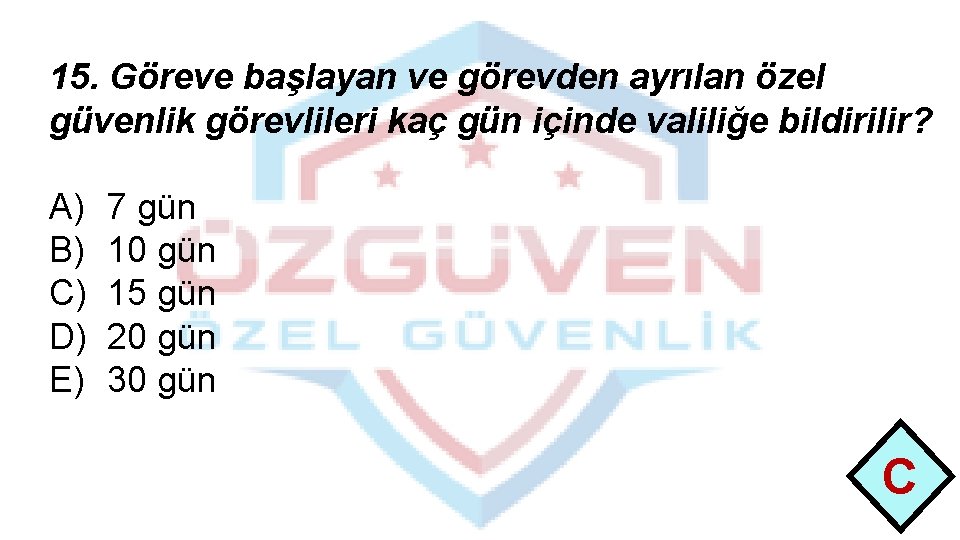 15. Göreve başlayan ve görevden ayrılan özel güvenlik görevlileri kaç gün içinde valiliğe bildirilir?