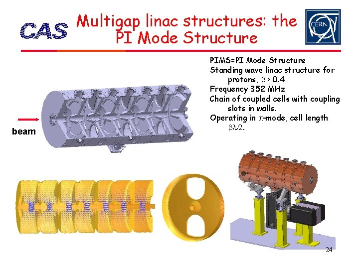 Multigap linac structures: the PI Mode Structure beam PIMS=PI Mode Structure Standing wave linac