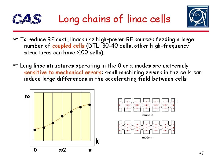 Long chains of linac cells To reduce RF cost, linacs use high-power RF sources