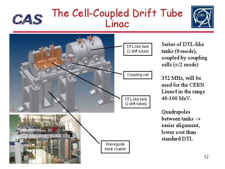 The Cell-Coupled Drift Tube Linac DTL-like tank (2 drift tubes) Coupling cell DTL-like tank