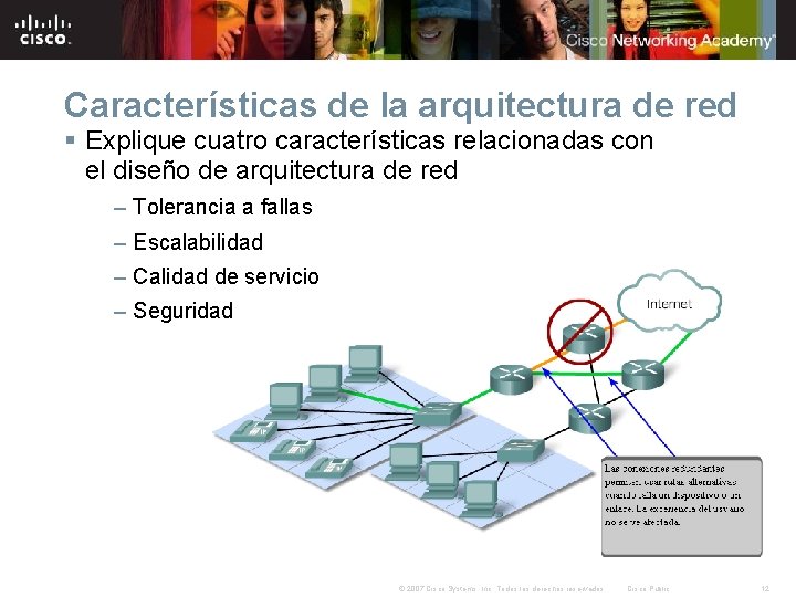 Características de la arquitectura de red § Explique cuatro características relacionadas con el diseño Características de la arquitectura de red § Explique cuatro características relacionadas con el diseño