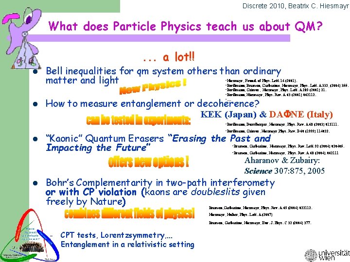 Discrete 2010, Beatrix C. Hiesmayr What does Particle Physics teach us about QM? .