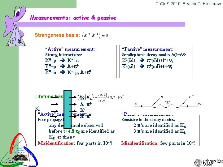 Co. Qu. S 2010, Beatrix C. Hiesmayr Measurements: active & passive Strangeness basis: “Active”