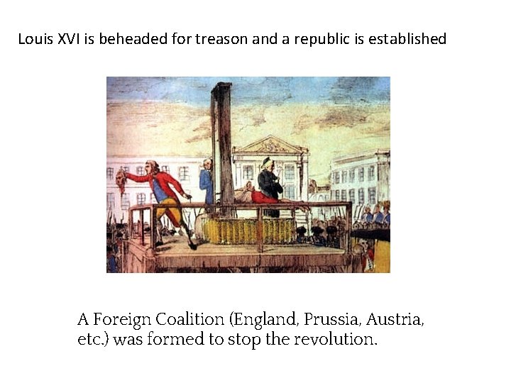 Louis XVI is beheaded for treason and a republic is established A Foreign Coalition