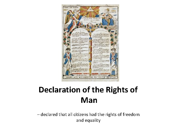 Declaration of the Rights of Man – declared that all citizens had the rights