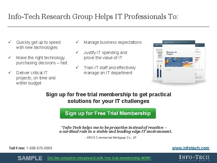 Info-Tech Research Group Helps IT Professionals To: ü ü ü Quickly get up to Info-Tech Research Group Helps IT Professionals To: ü ü ü Quickly get up to