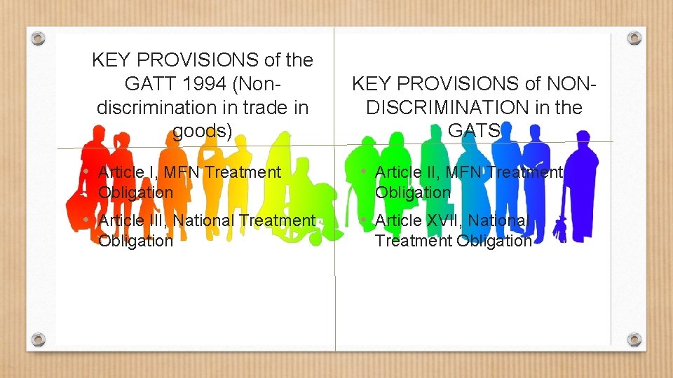 KEY PROVISIONS of the GATT 1994 (Nondiscrimination in trade in goods) • Article I,