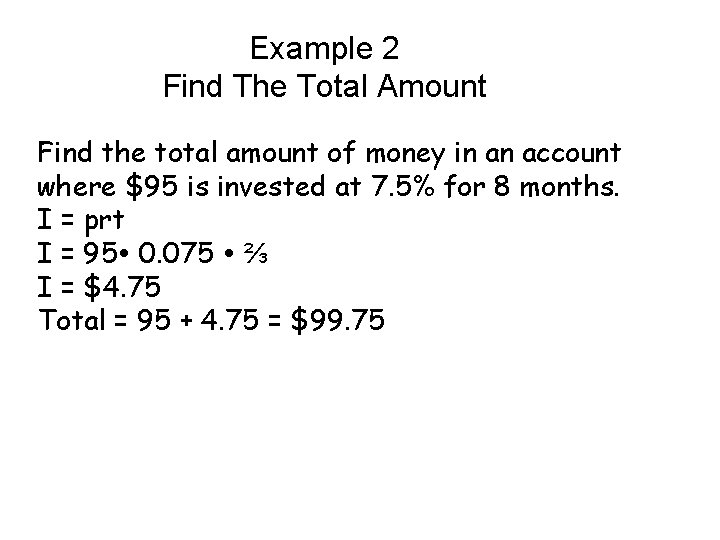 Example 2 Find The Total Amount Find the total amount of money in an