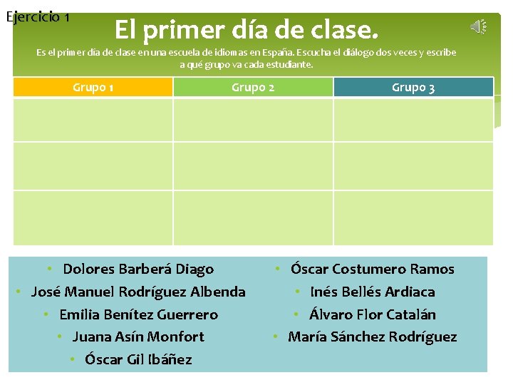 Ejercicio 1 El primer día de clase. Es el primer día de clase en Ejercicio 1 El primer día de clase. Es el primer día de clase en