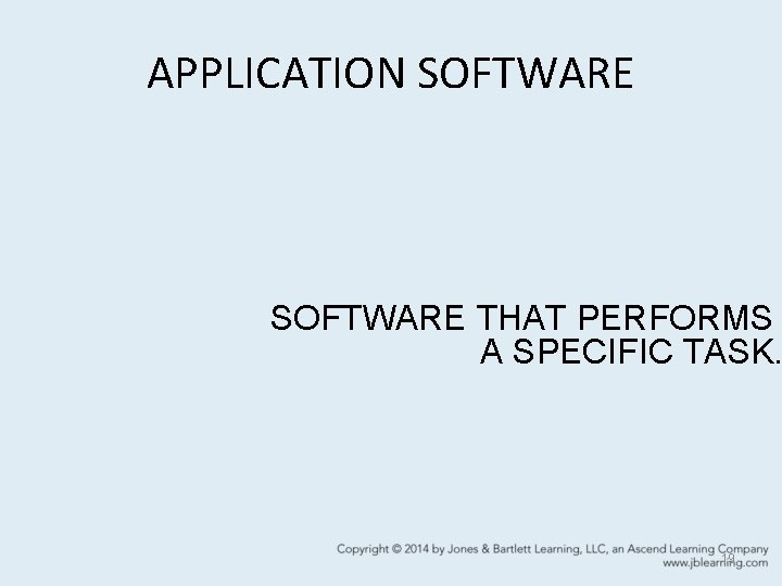 APPLICATION SOFTWARE THAT PERFORMS A SPECIFIC TASK. 19 