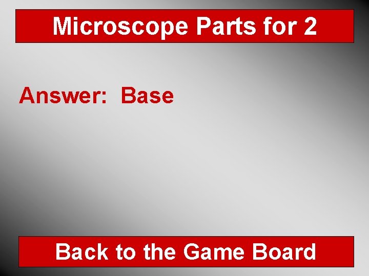 Microscope Parts for 2 Answer: Base Back to the Game Board 