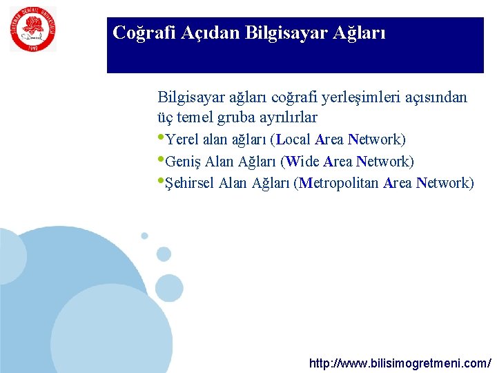 SDÜ Coğrafi Açıdan Bilgisayar Ağları KMYO Bilgisayar ağları coğrafi yerleşimleri açısından üç temel gruba