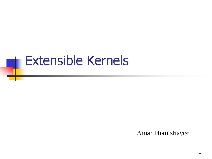 Extensible Kernels Amar Phanishayee 1 