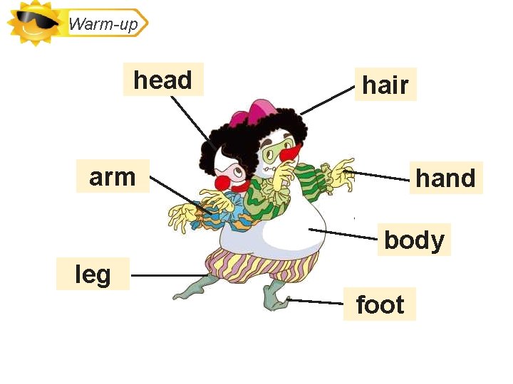 Warm-up head hair arm hand body leg foot 