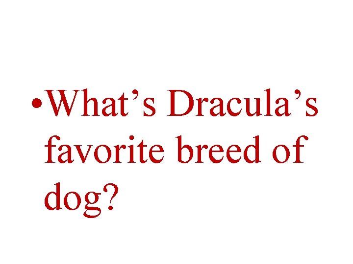  • What’s Dracula’s favorite breed of dog? 