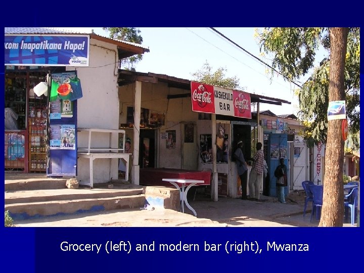 Grocery (left) and modern bar (right), Mwanza 