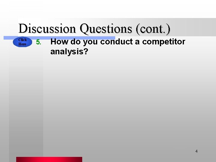 Discussion Questions (cont. ) Click Here 5. How do you conduct a competitor analysis?