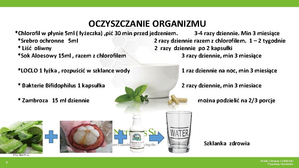 OCZYSZCZANIE ORGANIZMU *Chlorofil w płynie 5 ml ( łyżeczka) , pić 30 min przed OCZYSZCZANIE ORGANIZMU *Chlorofil w płynie 5 ml ( łyżeczka) , pić 30 min przed
