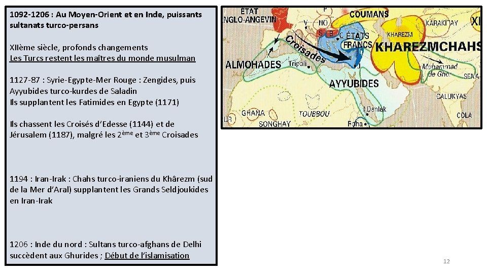 1092 -1206 : Au Moyen-Orient et en Inde, puissants sultanats turco-persans XIIème siècle, profonds