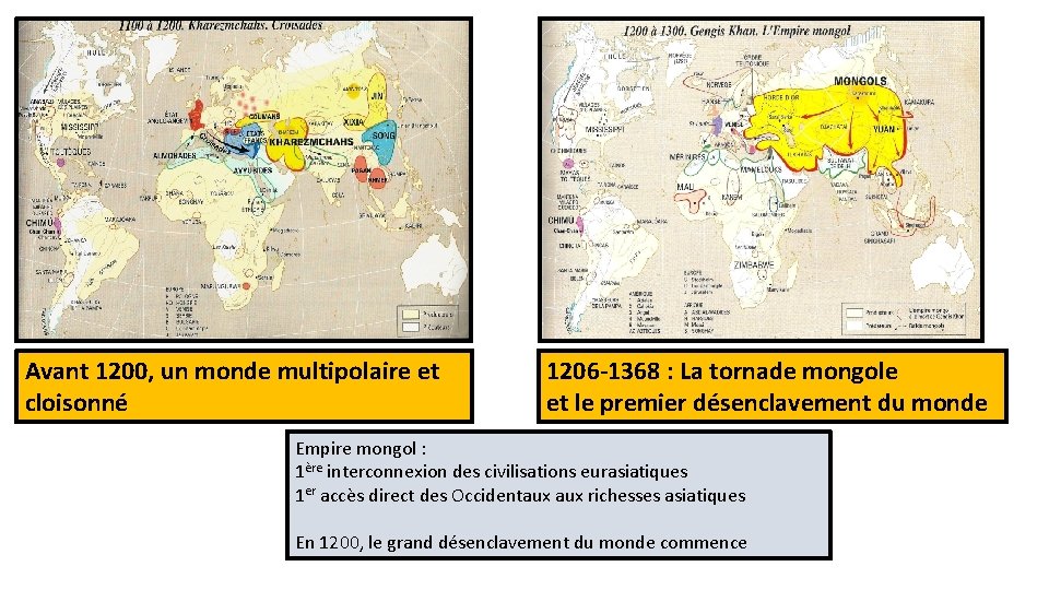 Avant 1200, un monde multipolaire et cloisonné 1206 -1368 : La tornade mongole et
