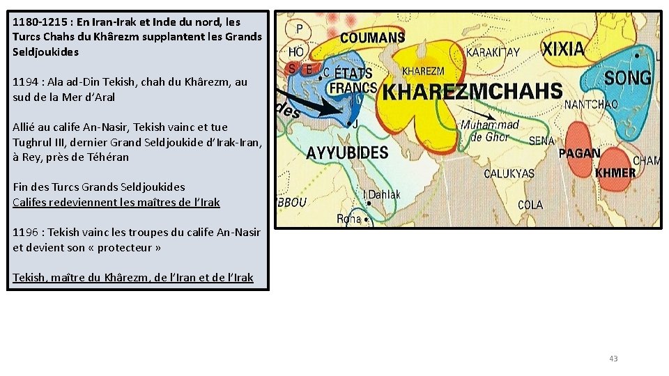 1180 -1215 : En Iran-Irak et Inde du nord, les Turcs Chahs du Khârezm