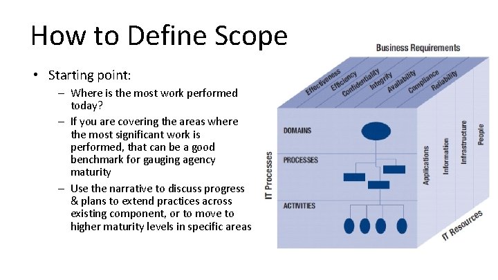 How to Define Scope • Starting point: – Where is the most work performed