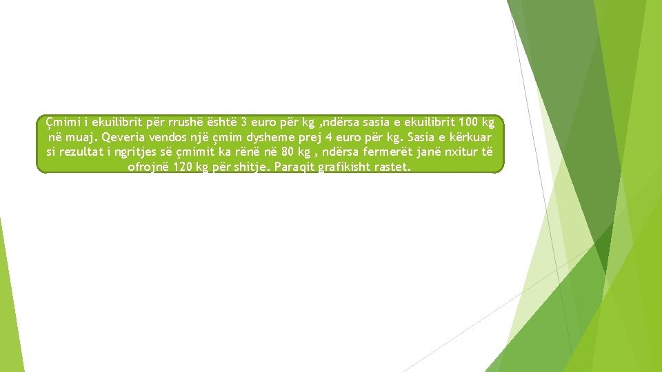 Çmimi i ekuilibrit për rrushë është 3 euro për kg , ndërsa sasia e