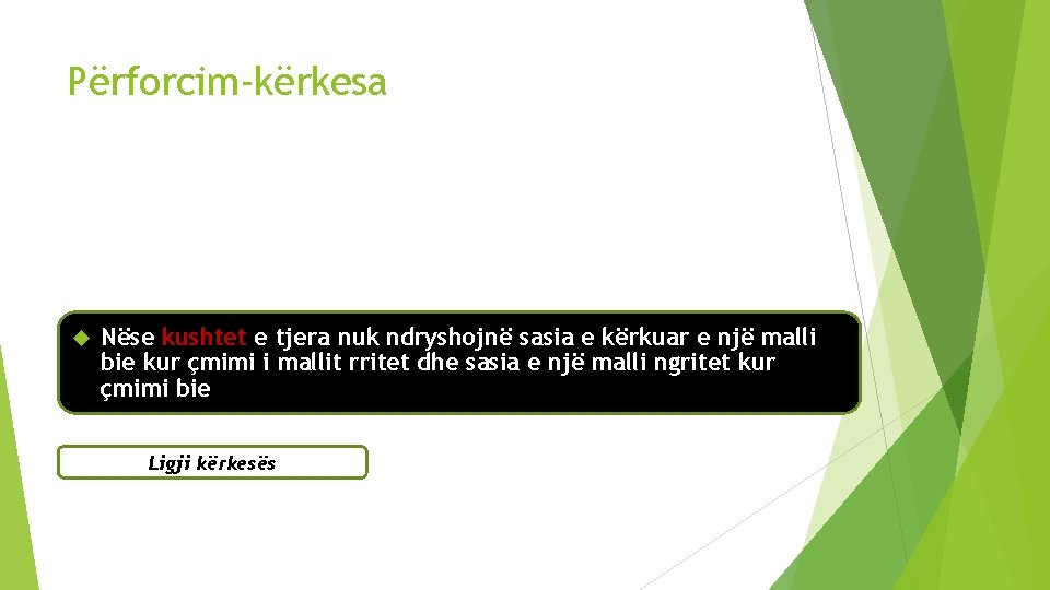 Përforcim-kërkesa Nëse kushtet e tjera nuk ndryshojnë sasia e kërkuar e një malli bie