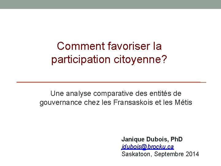 Comment favoriser la participation citoyenne? Une analyse comparative des entités de gouvernance chez les